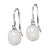 Sterling Silver Rhodium-plated Polished 8-9mm FWC Pearl Dangle Earrings
