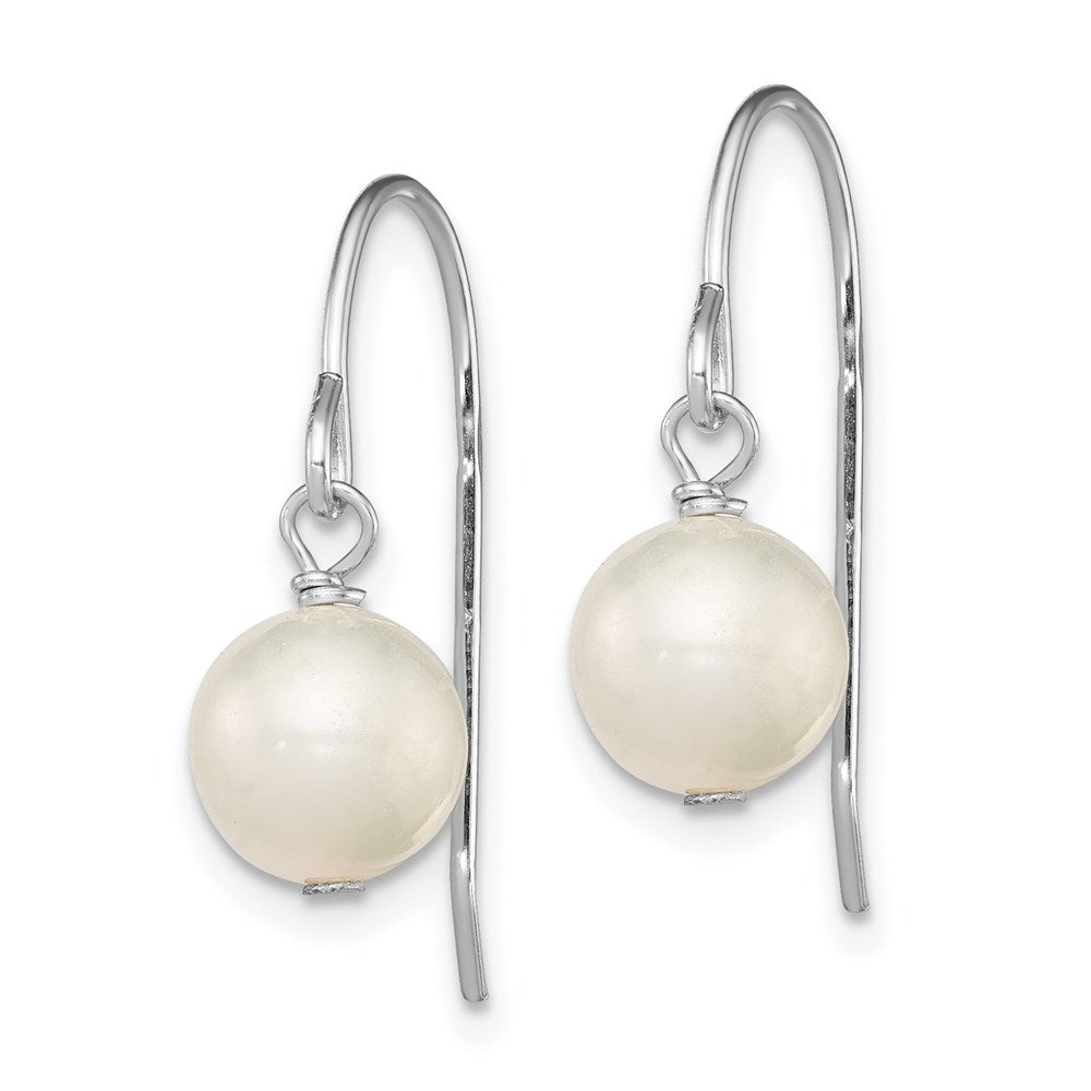 Sterling Silver Rhodium-plated Polished 7-8mm FWC Pearl Dangle Earrings