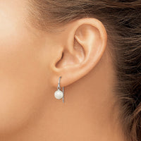 Sterling Silver Rhodium-plated Polished 7-8mm FWC Pearl Dangle Earrings