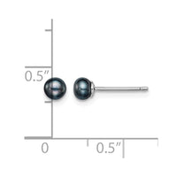Sterling Silver Rh-plated 4-5mm Black FW Cultured Button Pearl Stud Earring
