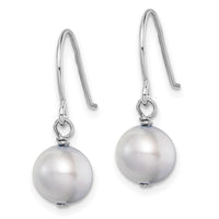 Sterling Silver Rhodium-plated Grey 7-8mm FWC Pearl Dangle Earrings