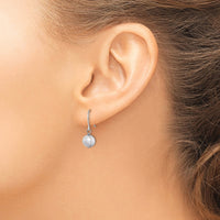 Sterling Silver Rhodium-plated Grey 7-8mm FWC Pearl Dangle Earrings