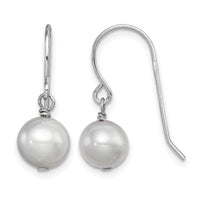 Sterling Silver Rhodium-plated Grey 7-8mm FWC Pearl Dangle Earrings