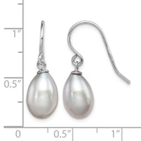 Sterling Silver Rhodium-plated Grey 8-9mm FWC Pearl Dangle Earrings