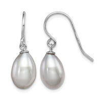 Sterling Silver Rhodium-plated Grey 8-9mm FWC Pearl Dangle Earrings