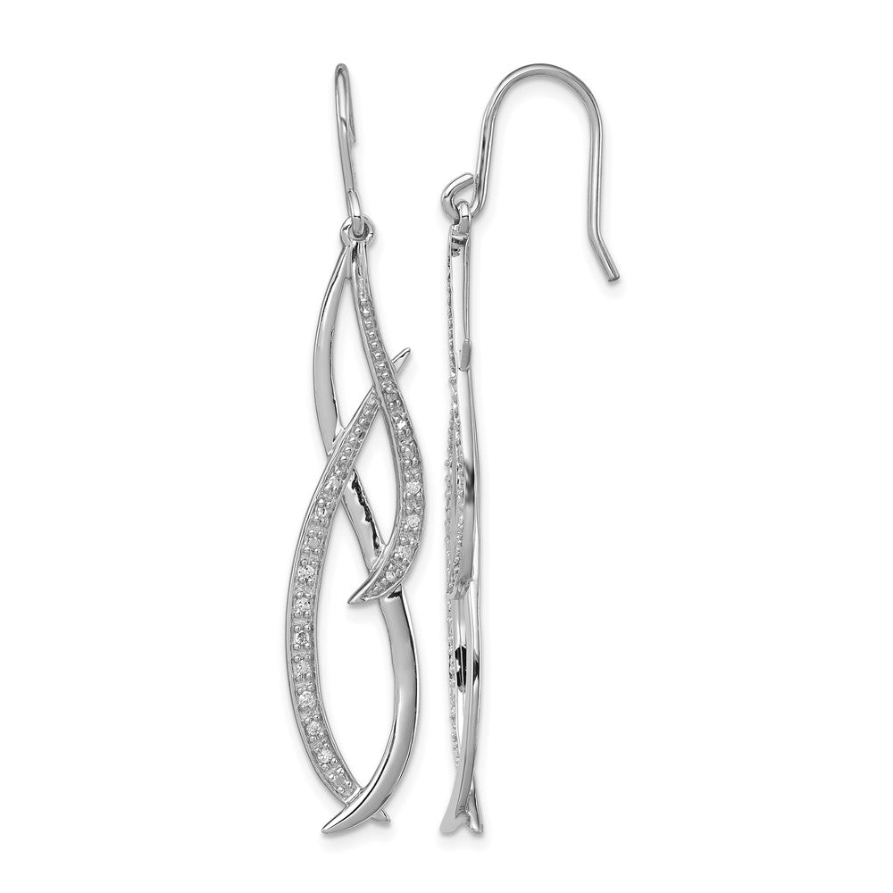 Sterling Silver Rhodium Diam. Dangle Earrings