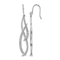 Sterling Silver Rhodium Diam. Dangle Earrings