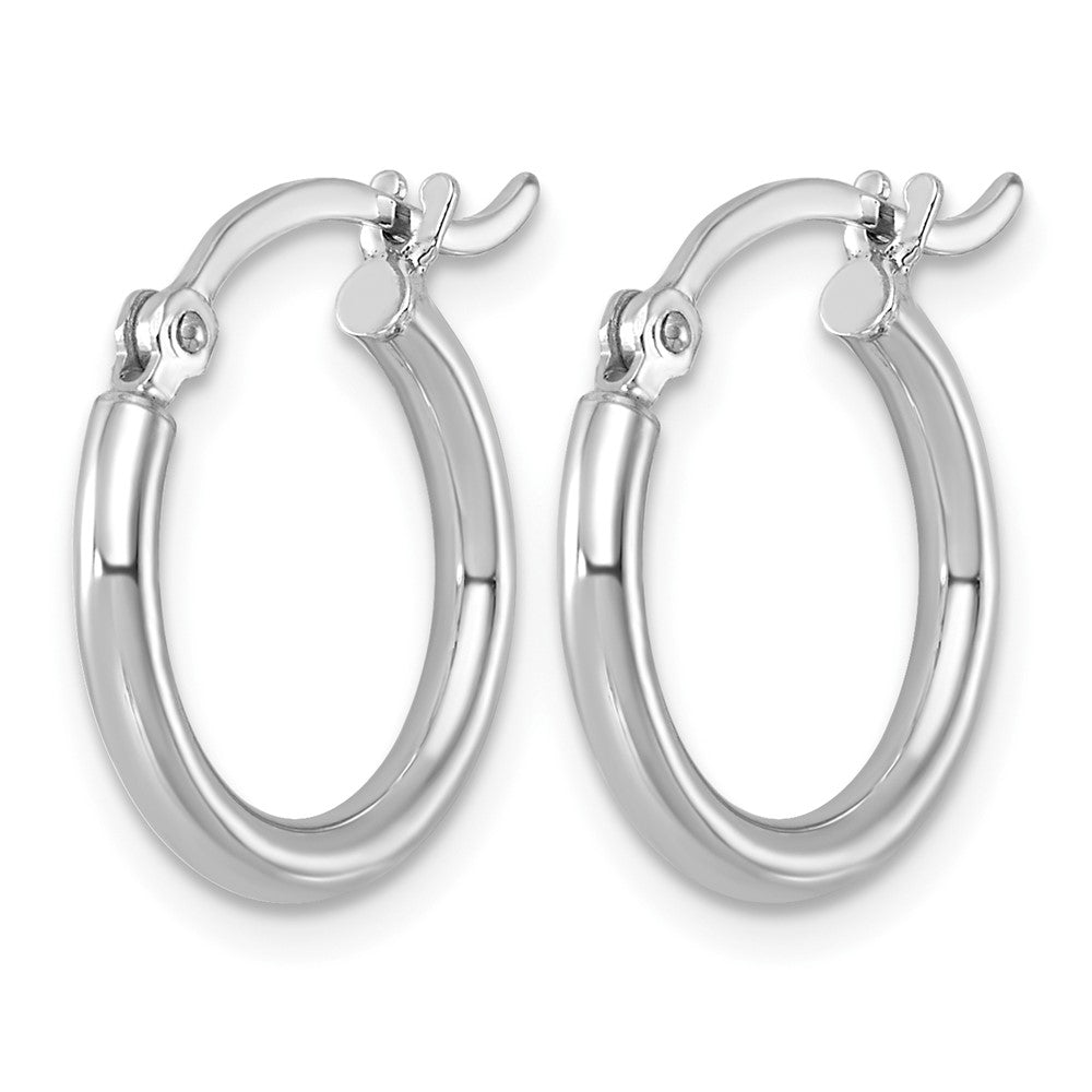 Sterling Silver Rhodium-plated 2mm Round Hoop Earrings