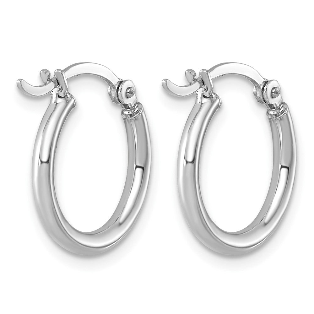 Sterling Silver Rhodium-plated 2mm Round Hoop Earrings