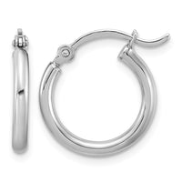 Sterling Silver Rhodium-plated 2mm Round Hoop Earrings