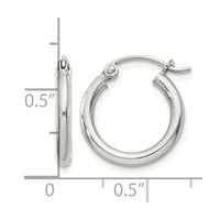 Sterling Silver 2mm Round Hoop Earrings