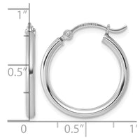 Sterling Silver Rhodium-plated 2mm Round Hoop Earrings