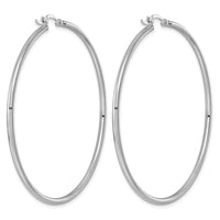 Sterling Silver Rhodium-plated 2mm Round Hoop Earrings