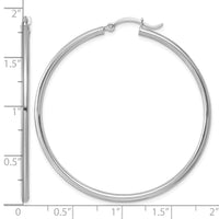Sterling Silver Rhodium-plated 2mm Round Hoop Earrings