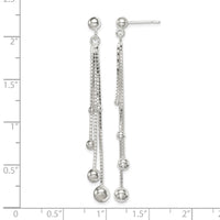 Sterling Silver Polished Graduated Beaded Chain Post Dangle Earrings