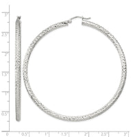 Sterling Silver D/C 3x65mm Hoop Earrings