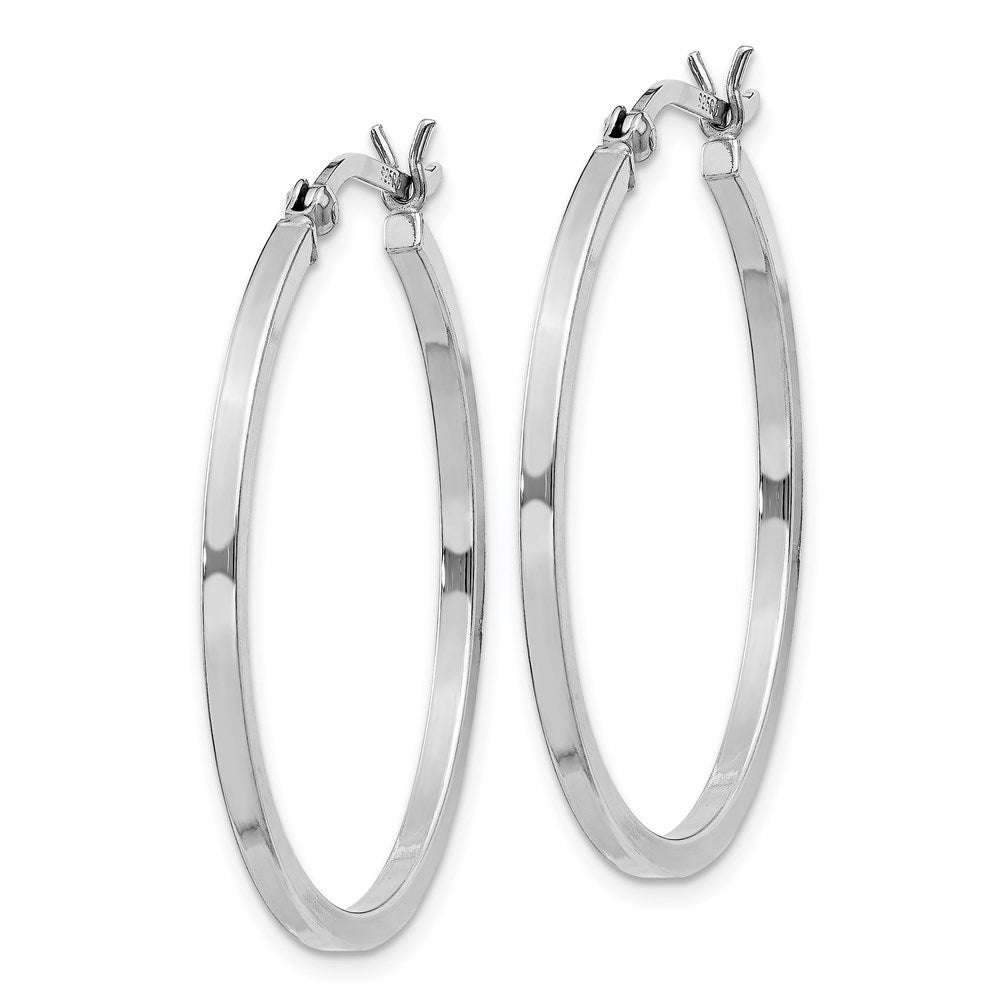Sterling Silver Rhodium-plated 1.5x30mm Hoop Earrings