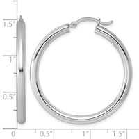 Sterling Silver Rhodium-plated 3mm Round Hoop Earrings