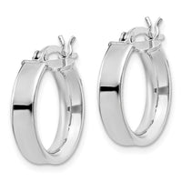 Sterling Silver Rhodium Plated 4x16mm Hoop Earrings