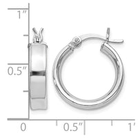 Sterling Silver Rhodium Plated 4x16mm Hoop Earrings