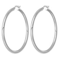 Sterling Silver Rhodium-plated 3mm Round Hoop Earrings