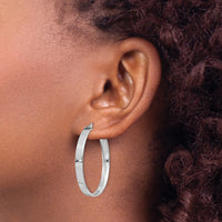 Sterling Silver Rhodium Plated 4.25x35 Hoop Earrings