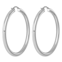 Sterling Silver Rhodium-plated 4mm Round Hoop Earrings