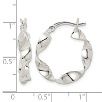 Sterling Silver Twisted 4x22mm Hoop Earrings