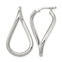 Sterling Silver Rhodium-plated Polished Twisted Oval Hoop Earrings