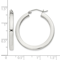 Sterling Silver 3x30mm Square Tube Hoop Earrings