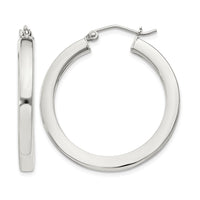 Sterling Silver 3x30mm Square Tube Hoop Earrings