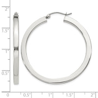 Sterling Silver 3x40mm Square Tube Hoop Earrings