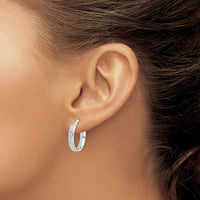 Sterling Silver Rhodium-plated Polished 5mm Oval Hoop Earrings