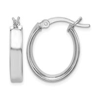 Sterling Silver Rhodium-plated Polished 5mm Oval Hoop Earrings