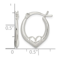 Sterling Silver Polished Heart Oval Hoop Earrings