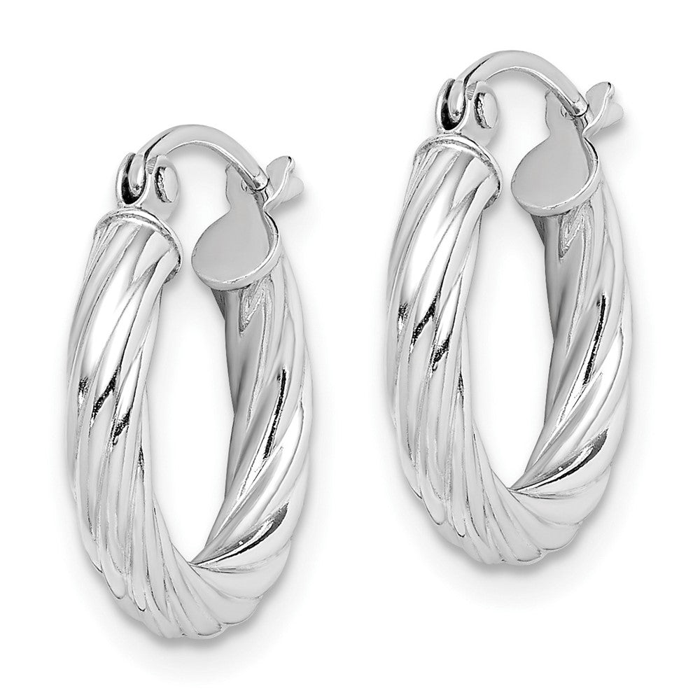 Sterling Silver Rhodium-plated 2.7x15mm Twisted Hoop Earrings