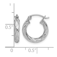 Sterling Silver Rhodium-plated 2.7x15mm Twisted Hoop Earrings