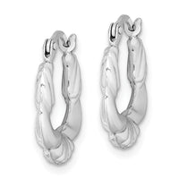 Sterling Silver Rhodium Plated Hollow Scalloped Hoop Earrings