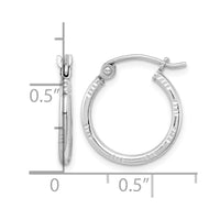 Sterling Silver Rhodium Plated Diamond Cut Hoop Earrings