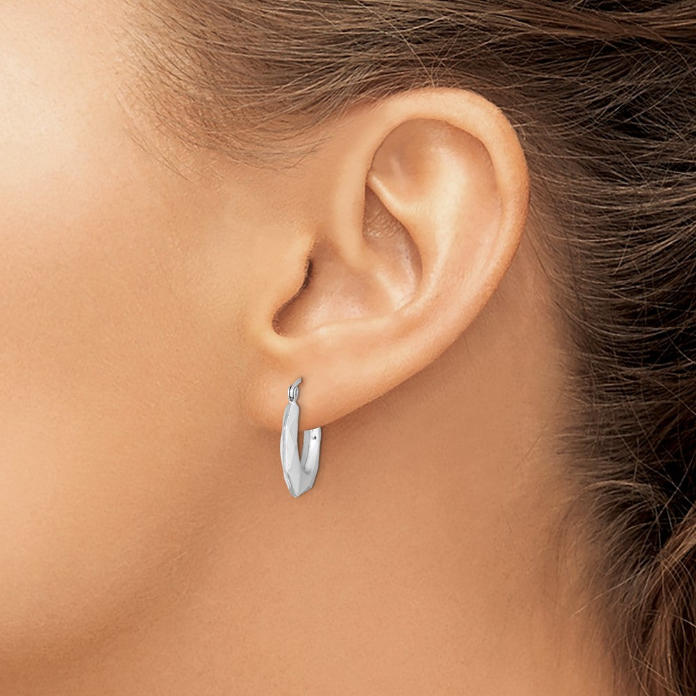 Sterling Silver Rhodium-plated Polished Hollow Hoop Earrings