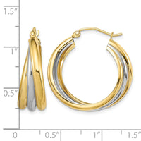 Sterling Silver Rhodium-plated Vermeil Triple Hoop Earrings