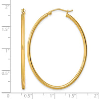 Sterling Silver Gold-plated Oval 2mm Hollow Hoop Earrings