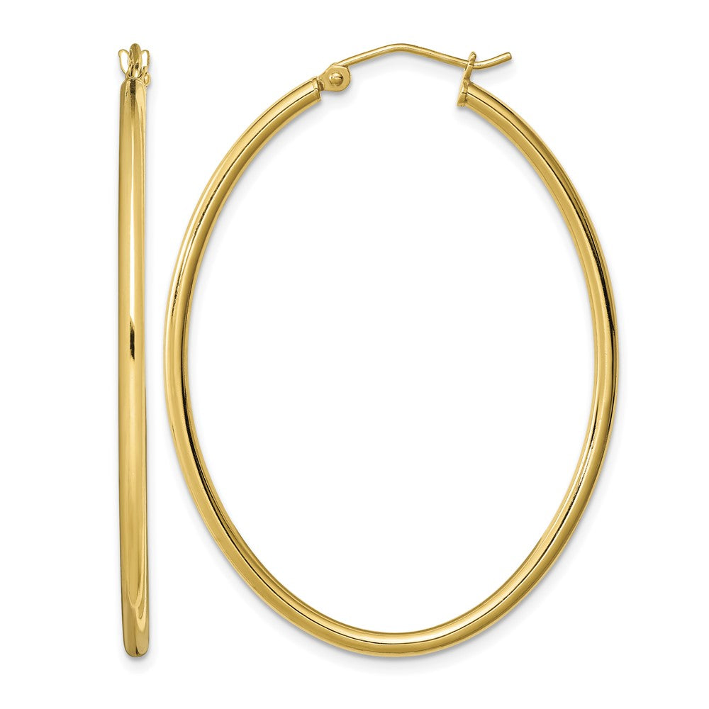 Sterling Silver Gold-plated Oval 2mm Hollow Hoop Earrings