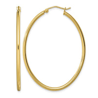 Sterling Silver Gold-plated Oval 2mm Hollow Hoop Earrings