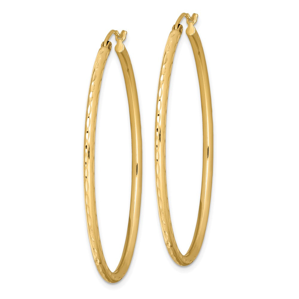 Sterling Silver Gold-plated Textured 2mm Hollow Oval Hoop Earrings