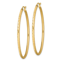 Sterling Silver Gold-plated Textured 2mm Hollow Oval Hoop Earrings