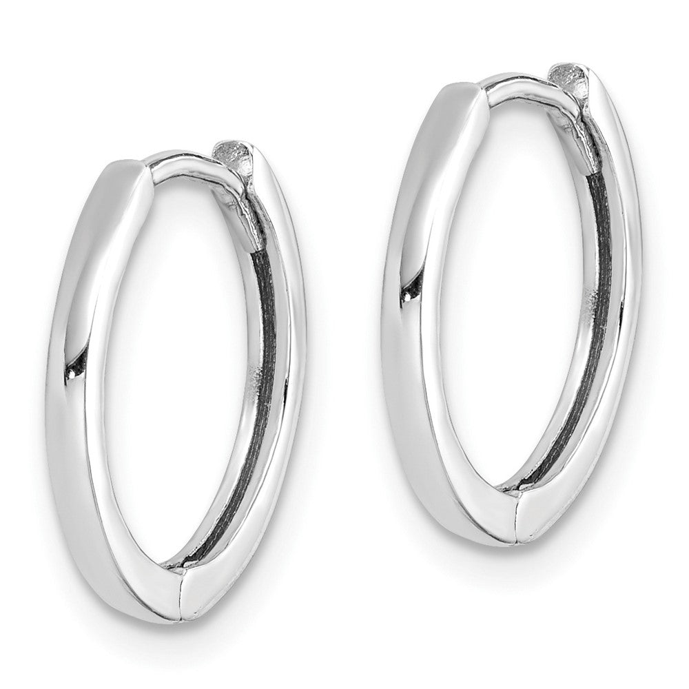 Sterling Silver Rhodium Polished Hinged Hoop Earrings