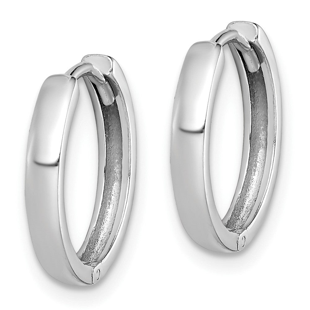 Sterling Silver Rhodium Polished Hinged Hoop Earrings