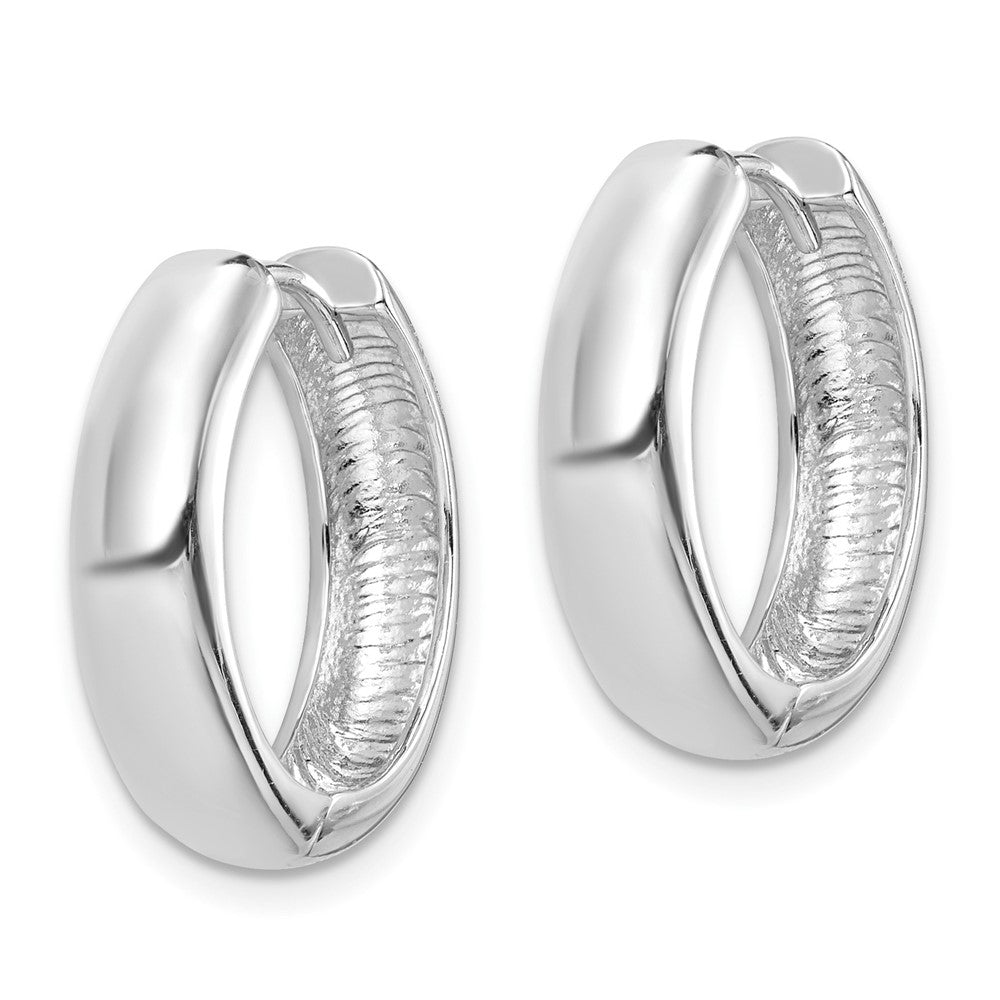 Sterling Silver Rhodium Polished Hinged Hoop Earrings