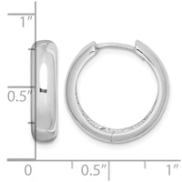 Sterling Silver Rhodium Polished Hinged Hoop Earrings